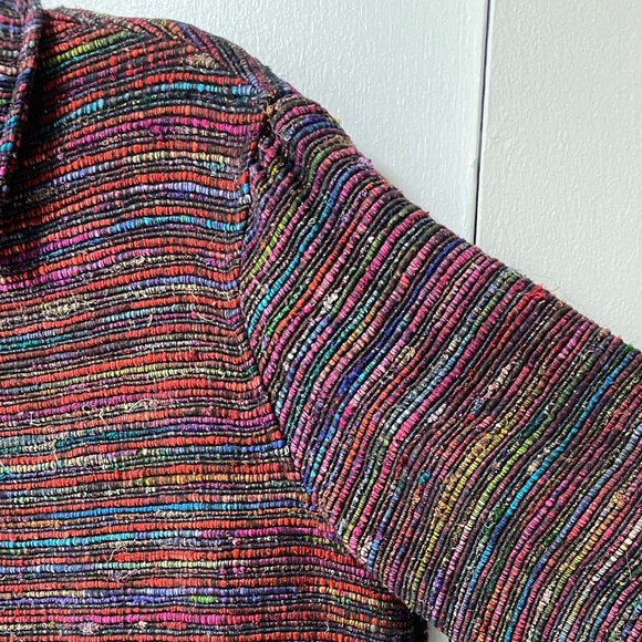 CHICO’S Silk Muticolor Jacket • size 2 aka Large • zip up • striped woven design - Picture 5 of 14